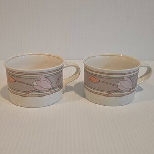 Mikasa Japan Meadow Sun Intaglio Tea Coffee Mugs  Set of 2 CAC02 8 Oz Tulips